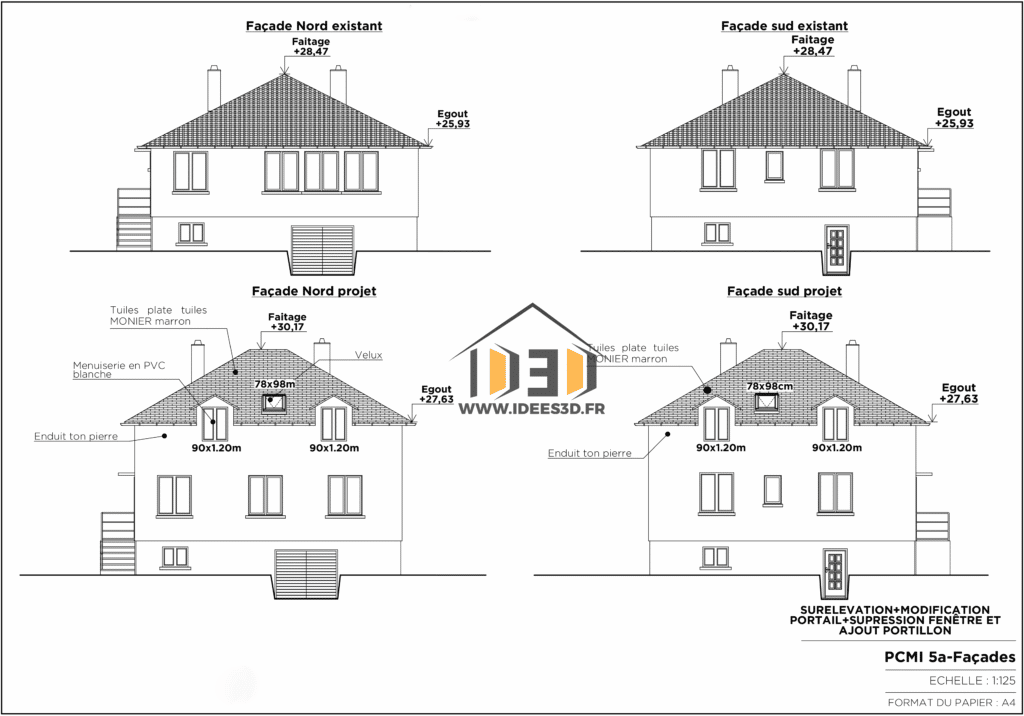 Plan De Fa Ade Et Toiture Pcmi Ou Dp De M Id Es D