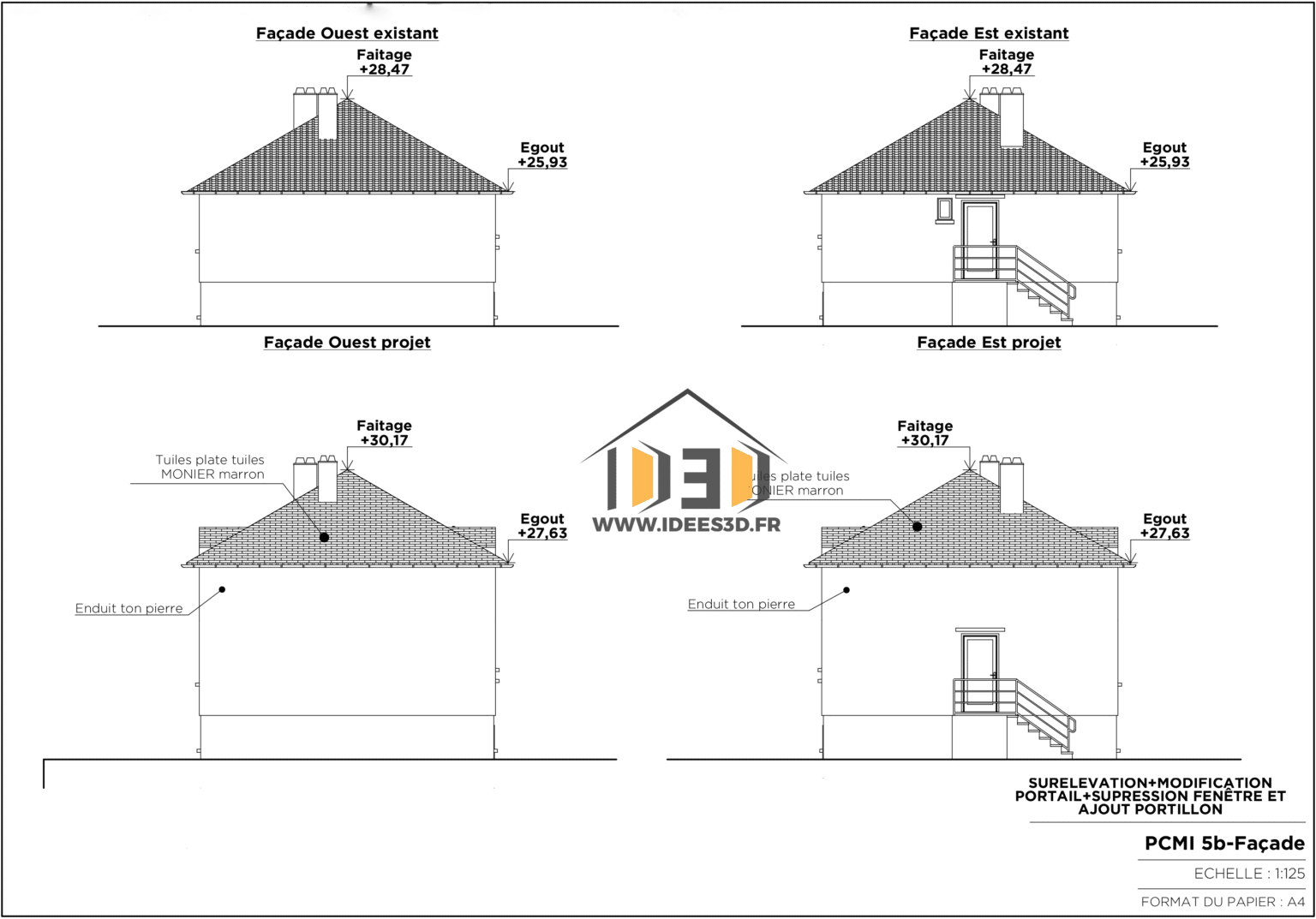 Plan De Fa Ade Et Toiture Pcmi Ou Dp Par Architecte En Ligne