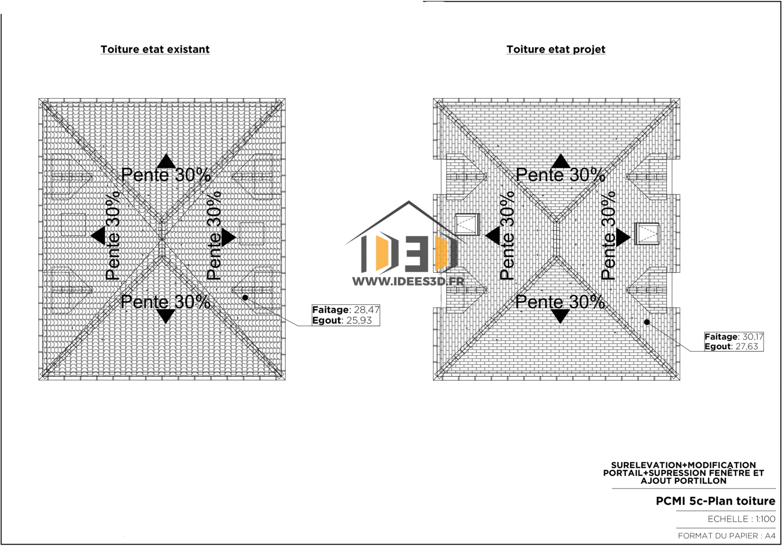 Plan De Fa ade Et Toiture PCMI 05 Ou DP4 De 0 149 M2 Id es 3D Plan De Fa ade Et Toiture PCMI 05 Ou DP4 De 0 149 M2 Id es 3D